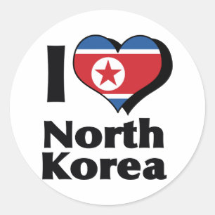 Ik hou van Noord-Korea vlag Ronde Sticker
