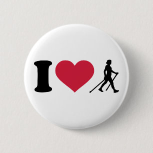 Ik hou van noords lopen ronde button 5,7 cm