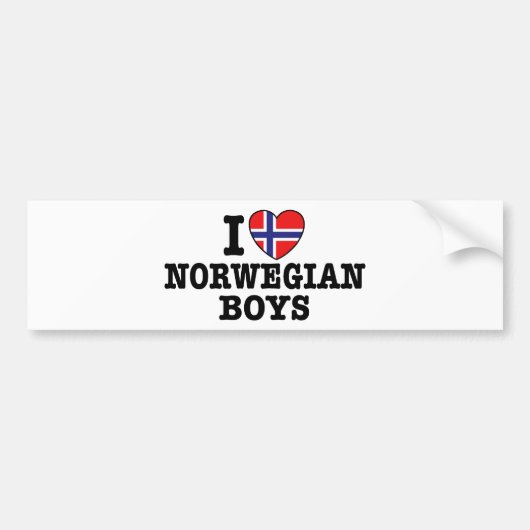 Ik hou van Noorse jongens Bumpersticker (Voorkant)