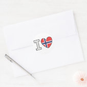 Ik hou van Noorwegen Ronde Sticker (Envelop)