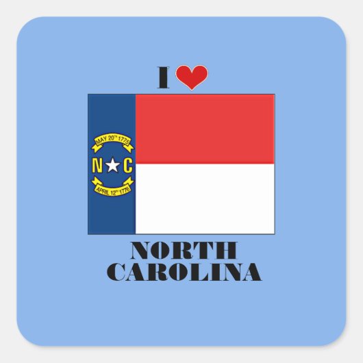 Ik hou van North Carolina Vierkante Sticker (Voorkant)