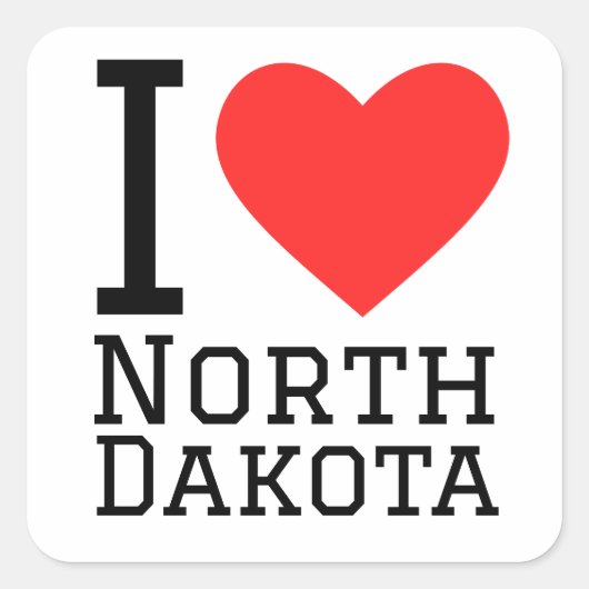 Ik hou van North Dakota Vierkante Sticker (Voorkant)