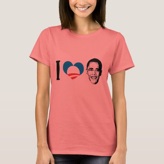Ik hou van Obama blauwe vlakte T-shirt (Voorkant)