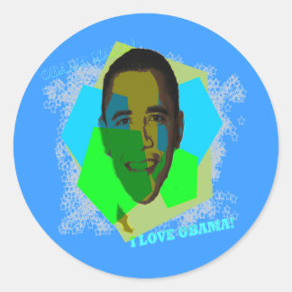 IK HOU VAN OBAMA! STICKER! RONDE STICKER