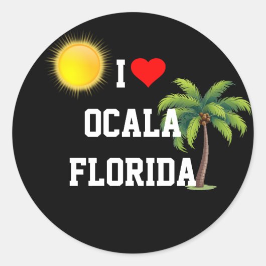 Ik hou van Ocala, Florida Ronde Sticker (Voorkant)