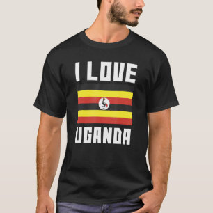 Ik hou van Oeganda Ik Hart Oeganda Familie Reizen T-shirt