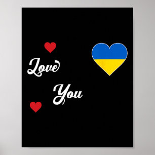 Ik hou van Oekraïne met de Oekraïense vlag in een  Poster
