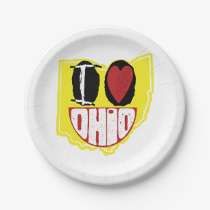 Ik hou van Ohio glimlachend gelukkig gezicht Papieren Bordje