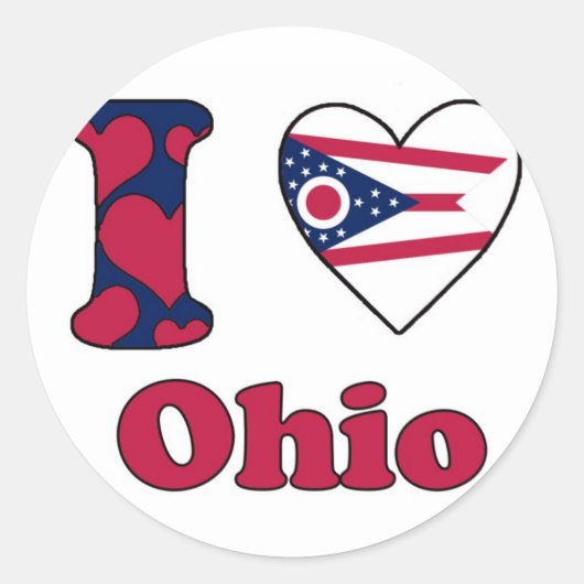Ik hou van Ohio Ronde Sticker (Voorkant)