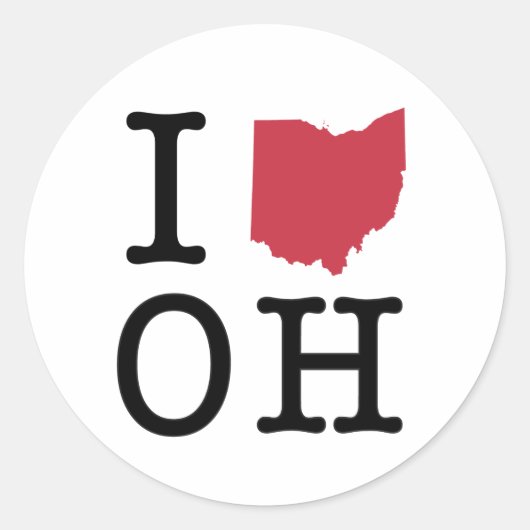 Ik hou van Ohio Ronde Sticker (Voorkant)