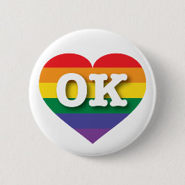 Ik hou van Oklahoma Gay Pride Rainbow Heart Ronde Button 5,7 Cm