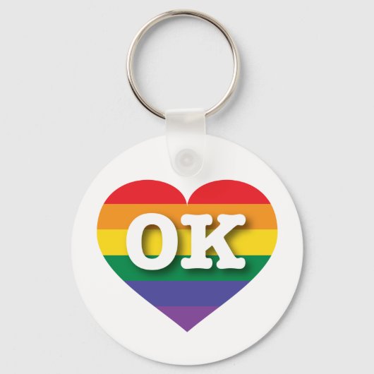 Ik hou van Oklahoma Gay Pride Rainbow Heart Sleutelhanger (Voorkant)