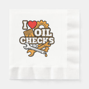 Ik hou van oliecOntroles Grappige automonteur Auto Servet