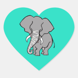 Ik hou van OLIFANTEN - Wildlife - Aqua Hart Sticker