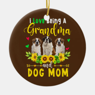 Ik hou van oma en Dog mama St Bernard zijn Keramisch Ornament
