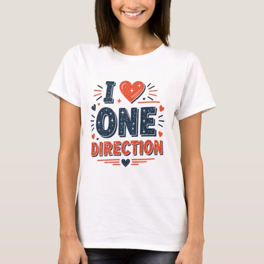 Ik hou van One Direction Shirt - 'I <3 One Directi (Voorkant)