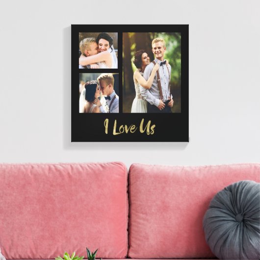 Ik hou van ons gouden script bruiloft canvas (Insitu (Woonkamer))