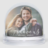 Ik hou van ons romantische paar foto template op m sneeuwbol (Voorkant)