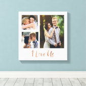 Ik hou van ons Roos Gold Script Weddendoek Canvas Afdruk (Insitu (Houten vloer))