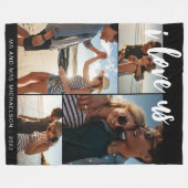 Ik hou van ons Script Photo Black en White Fleece Deken (Voorkant (Horizontaal))