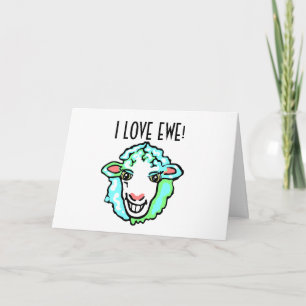 Ik hou van ooi aquamarijn schapen feestdagen kaart