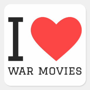 Ik hou van oorlogsfilms vierkante sticker