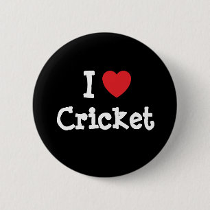 Ik hou van op maat gemaakt Cricket hart Ronde Button 5,7 Cm