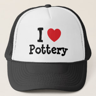 Ik hou van op maat gemaakt Pottery hart Trucker Pet