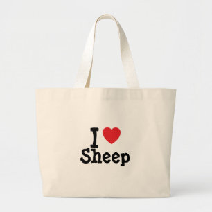 Ik hou van op maat gesneden schapenhart grote tote bag