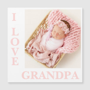 Ik hou van opa roze Typografie Foto Birth Magnet