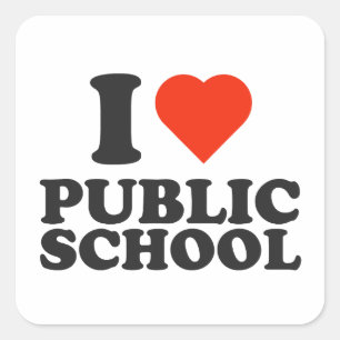 Ik hou van openbare school - ik hart openbare scho vierkante sticker