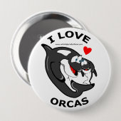 Ik hou van Orcas leuke badge Ronde Button 4,0 Cm (Voorkant /achterkant)