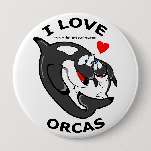 Ik hou van Orcas leuke badge Ronde Button 4,0 Cm (Voorkant)
