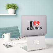 Ik hou van Oregon en mijn Pug Sticker (Laptop op bureau)