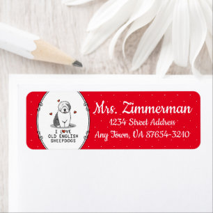 Ik hou van oude Engelse Sheepdogs (grijs 1) Cute O Etiket