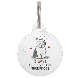 Ik hou van oude Engelse Sheepdogs (grijs 1) Cute O Huisdierpenning
