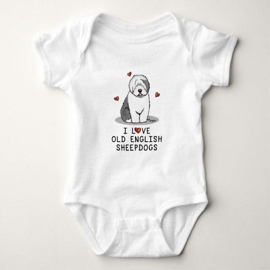 Ik hou van oude Engelse Sheepdogs (grijs 1) Cute O Romper (Voorkant)
