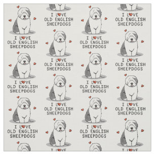 Ik hou van oude Engelse Sheepdogs (grijs 1) Cute O Stof