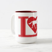 Ik hou van paarden, liefdespaarden tweekleurige koffiemok (Voorkant links)