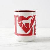 Ik hou van paarden, liefdespaarden tweekleurige koffiemok (Center)