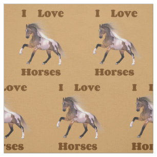 Ik hou van paarden - Paint Horse Fabric Stof