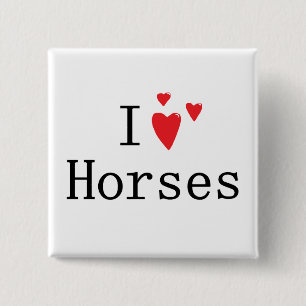 Ik hou van paarden vierkante button 5,1 cm