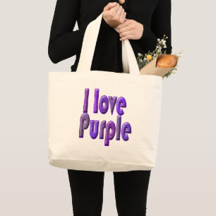 Ik hou van paars grote tote bag
