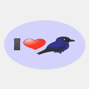 Ik hou van Paarse Martins Ovale Sticker