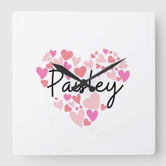 Ik hou van Paisley Vierkante Klok (Voorkant)