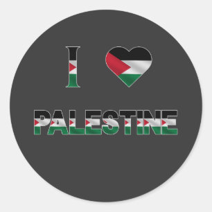Ik hou van Palestina Heart Flag Unity Freedom Ronde Sticker