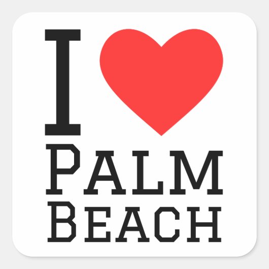 Ik hou van palmstrand vierkante sticker (Voorkant)