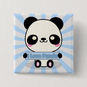 Ik hou van Panda Vierkante Button 5,1 Cm