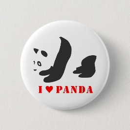 Ik hou van Panda (zwart) Ronde Button 5,7 Cm