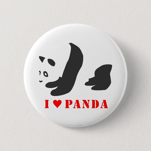 Ik hou van Panda (zwart) Ronde Button 5,7 Cm (Voorkant)